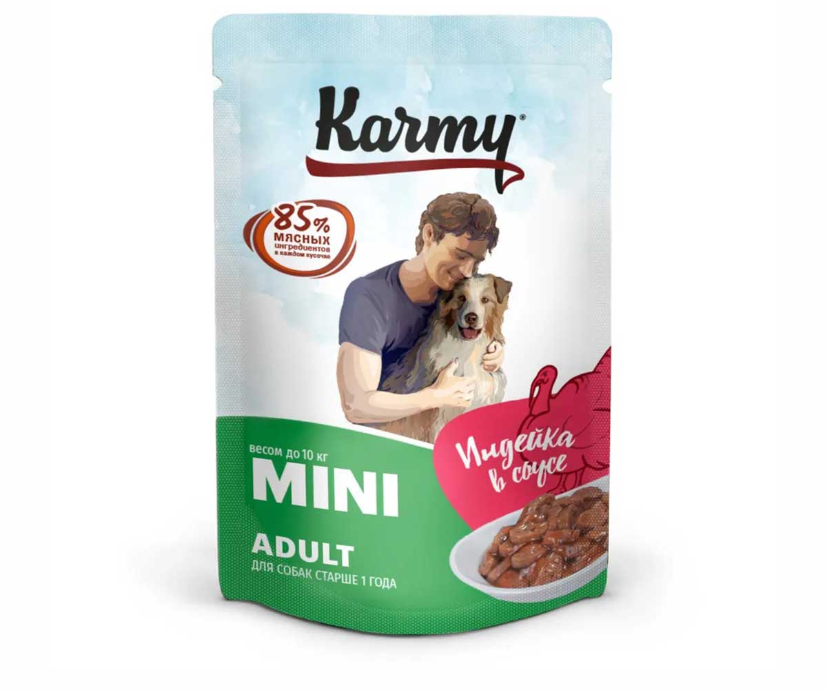 Влажный Корм Karmy (Карми) Для Собак Мелких Пород  Индейка в Соусе Mini Adult 80г 7926