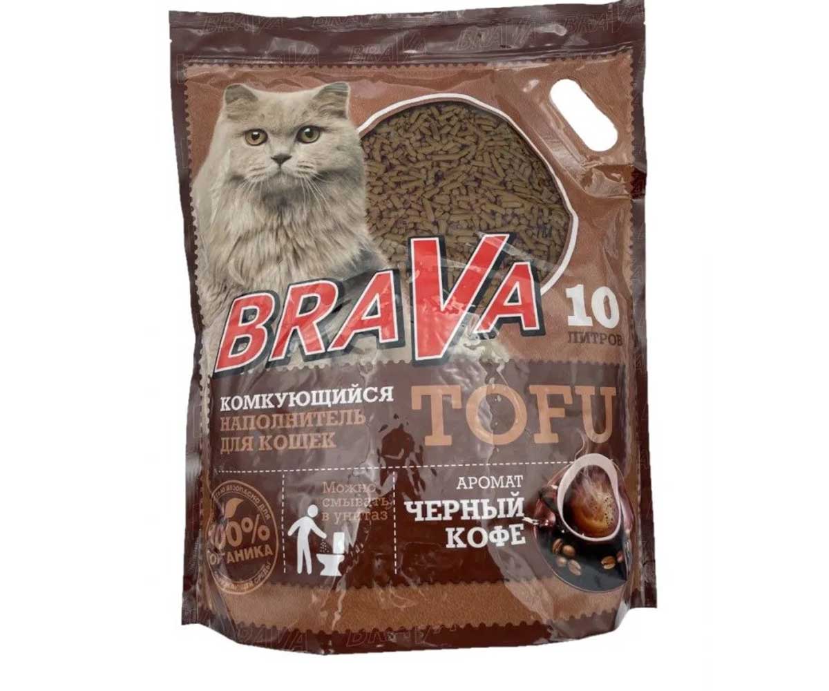 Наполнитель Brava (Брава) Тофу Чёрный Кофе 10л (1*4)