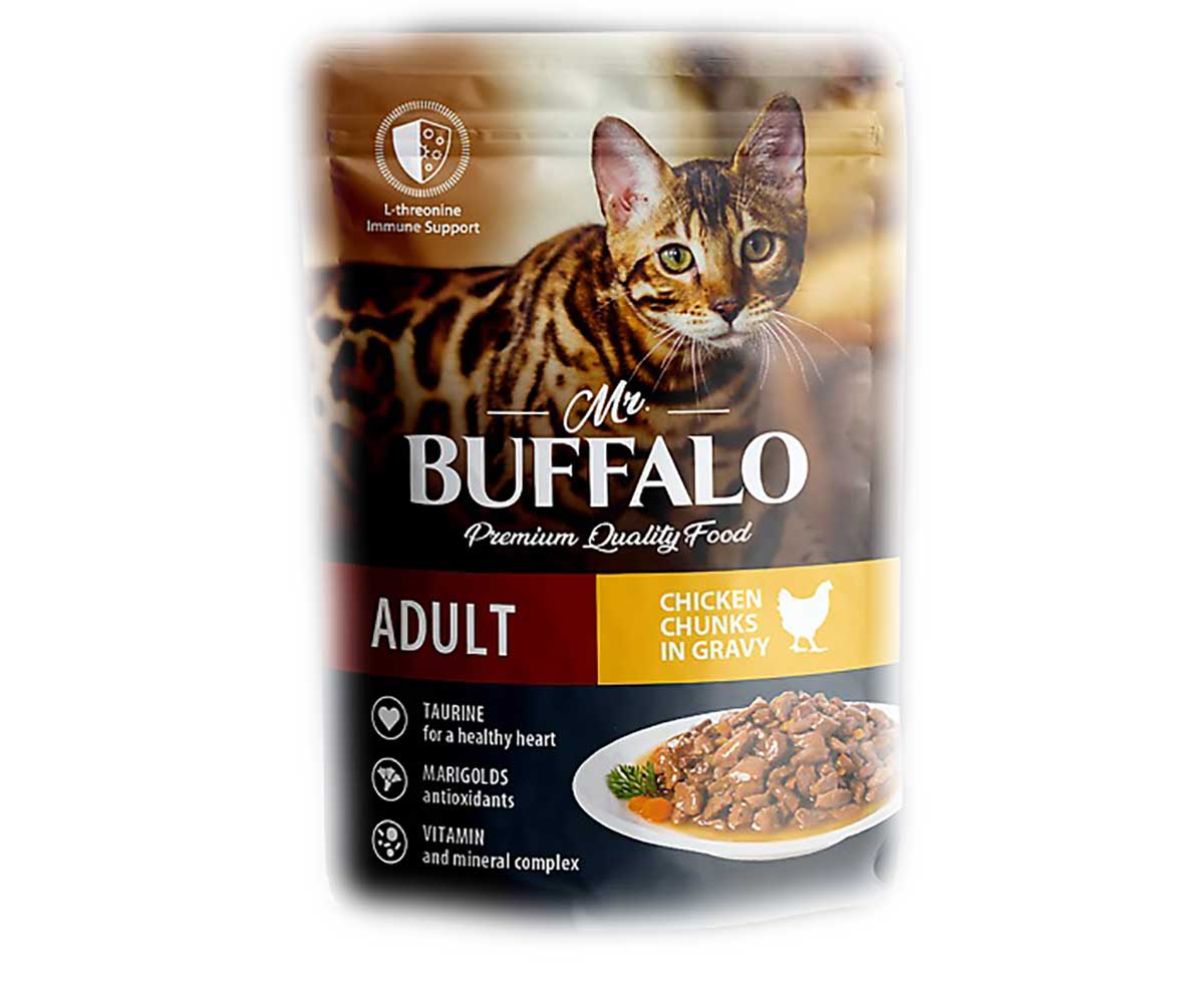 Влажный Корм Mr.Buffalo (Мистер Буффало) Для Кошек Цыпленок в Соусе Adult 85г (1*28) B301