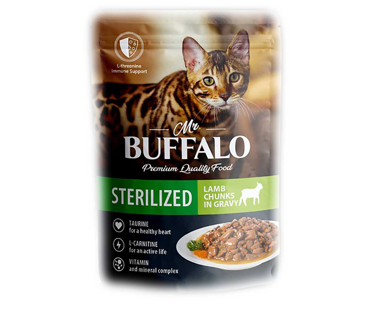 Влажный Корм Mr.Buffalo (Мистер Буффало) Для Стерилизованных Кошек Ягненок в Соусе Adult Sterilized 85г (1*28) B308