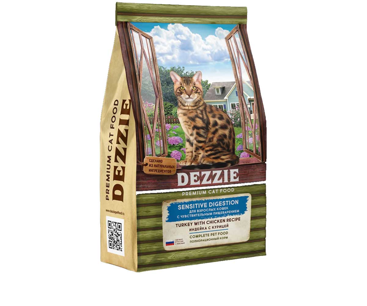 Сухой Корм Dezzie (Деззи) Для Кошек с Чувствительным Пищеварением Индейка и Курица Sensitive Digestion Cat 2кг 5659121