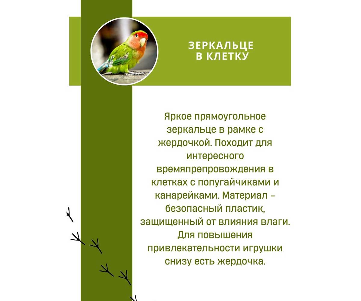 Игрушка Trixie (Трикси) Для Птиц Зеркало в Рамке с Жердочкой Flamingo Fl100291