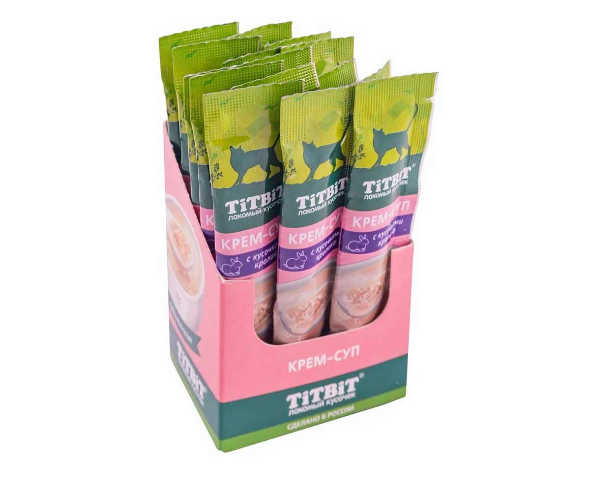 Лакомство TiTBiT (Титбит) Для Кошек Крем-Суп с Кусочками Кролика 10г 014622