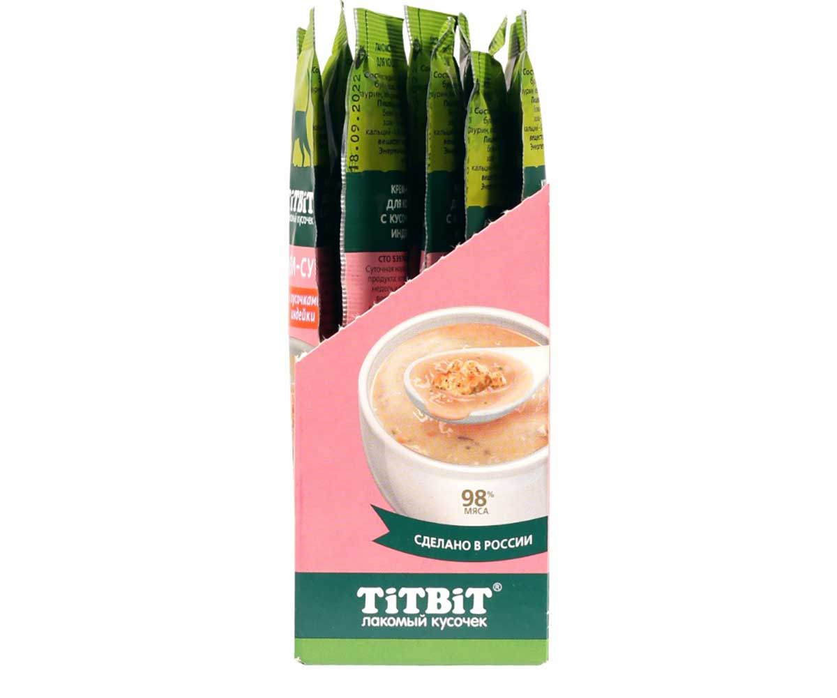 Лакомство TiTBiT (Титбит) Для Кошек Крем-Суп с Кусочками Индейки 10г 014615