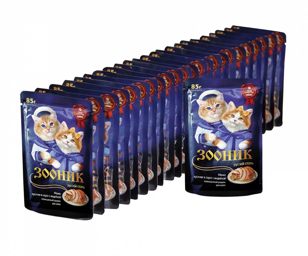 Влажный Корм Зооник Для Котят Индейка Соус 85г (1*24)