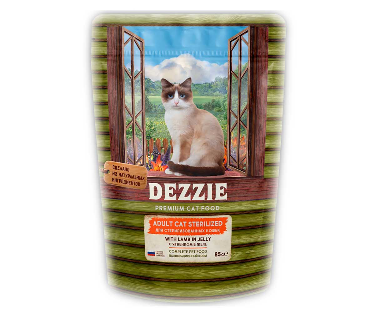 Влажный Корм Dezzie (Деззи) Для Стерилизованных Кошек Ягненок в Желе Sterilized Cat Lamb 85г 5657074 (1*12)