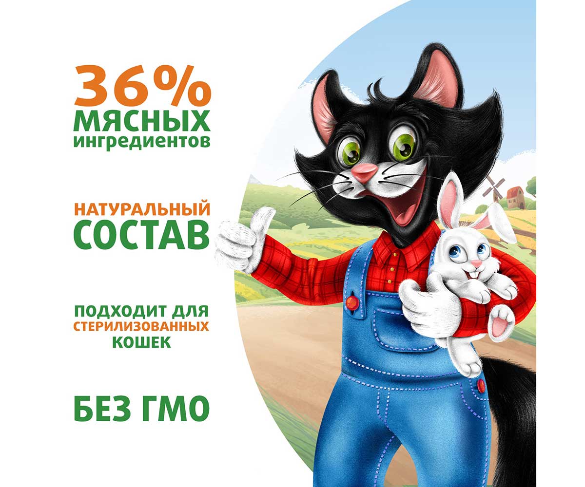 Влажный Корм Мнямс Для Кошек Ферма Кота Федора Кролик Сочные Кусочки 85г