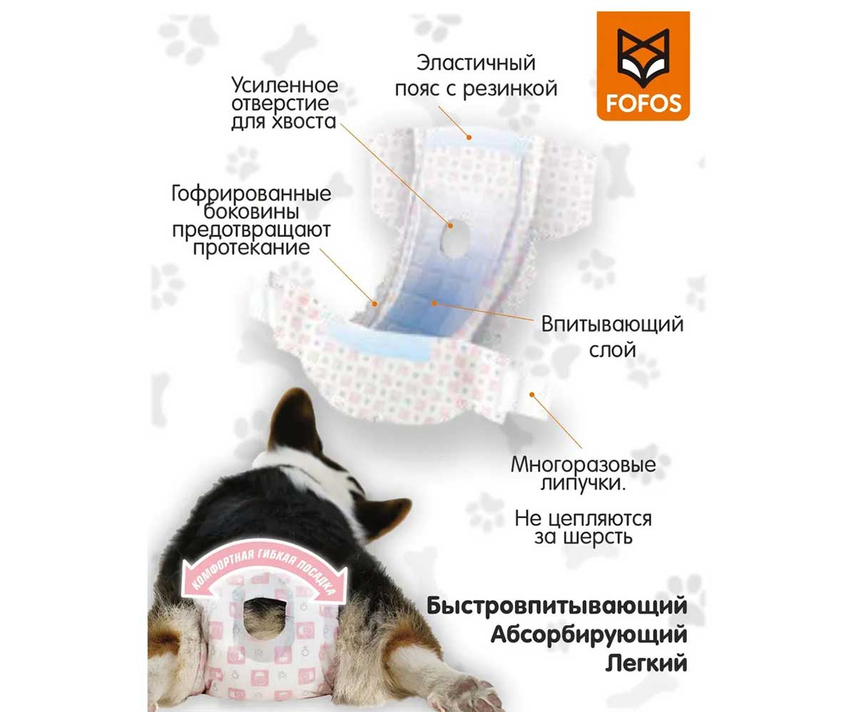 Подгузники Fofos (Фофос) Впитывающие Для Сук M 25-33см 16шт Dcf18570