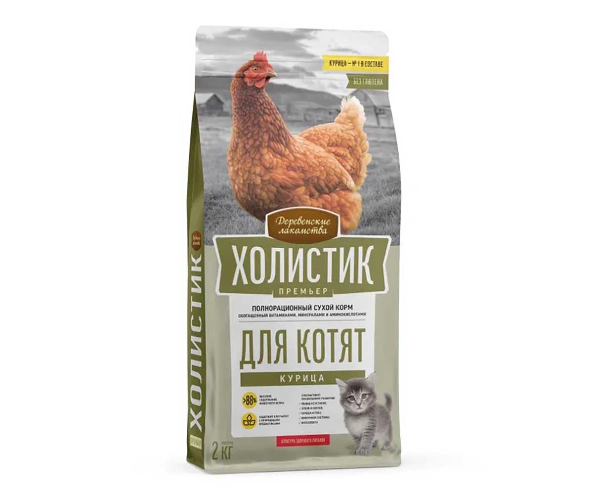 Сухой Корм Деревенские Лакомства Для Котят Курица Холистик Премьер 2кг  79213126
