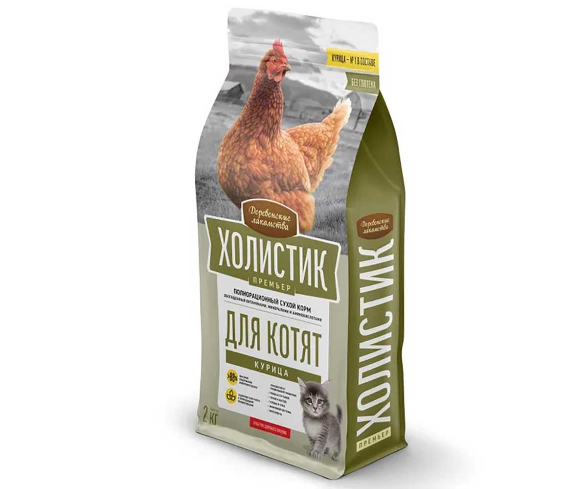 Сухой Корм Деревенские Лакомства Для Котят Курица Холистик Премьер 2кг  79213126