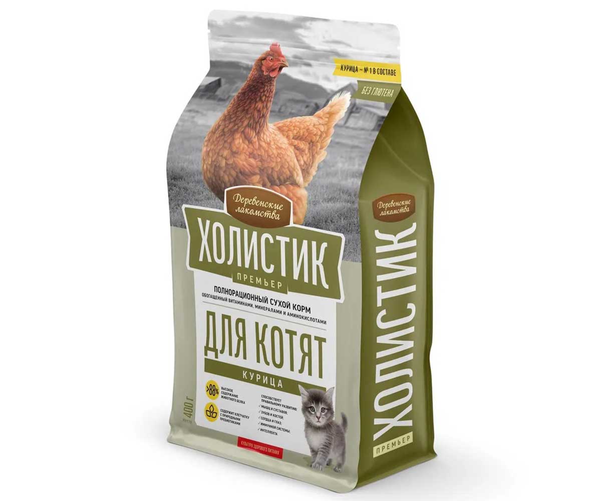 Сухой Корм Деревенские Лакомства Для Котят Курица Холистик Премьер 400г 79213119