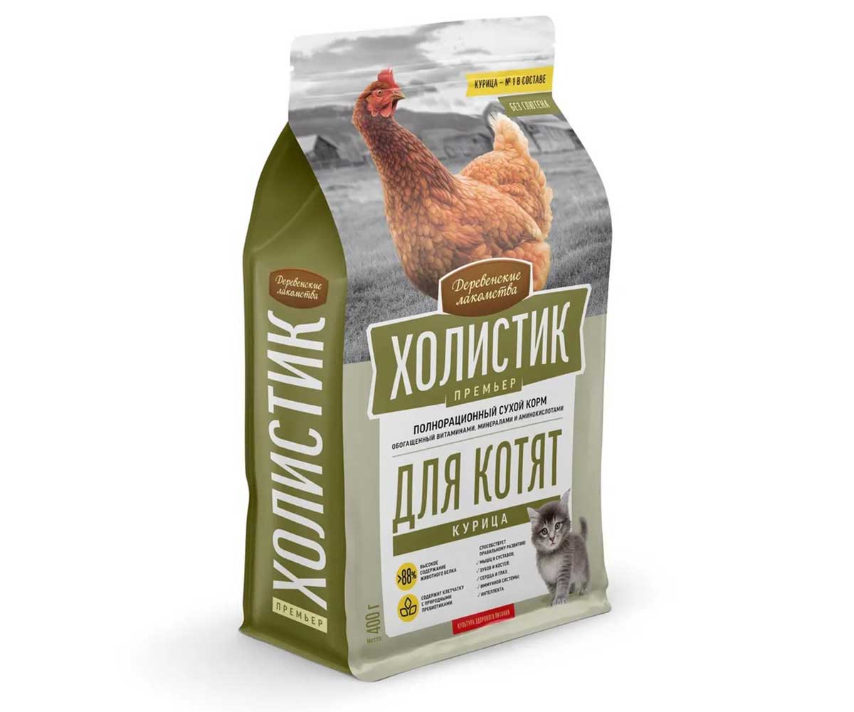 Сухой Корм Деревенские Лакомства Для Котят Курица Холистик Премьер 400г 79213119