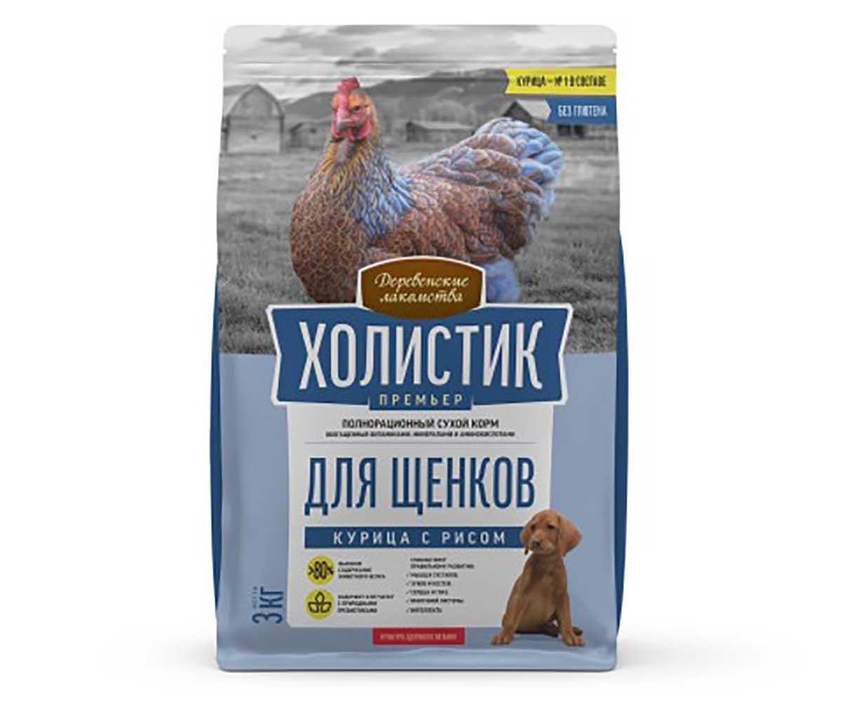 Сухой Корм Деревенские Лакомства Для Щенков Курица и Рис Холистик Премьер 3кг 79213379