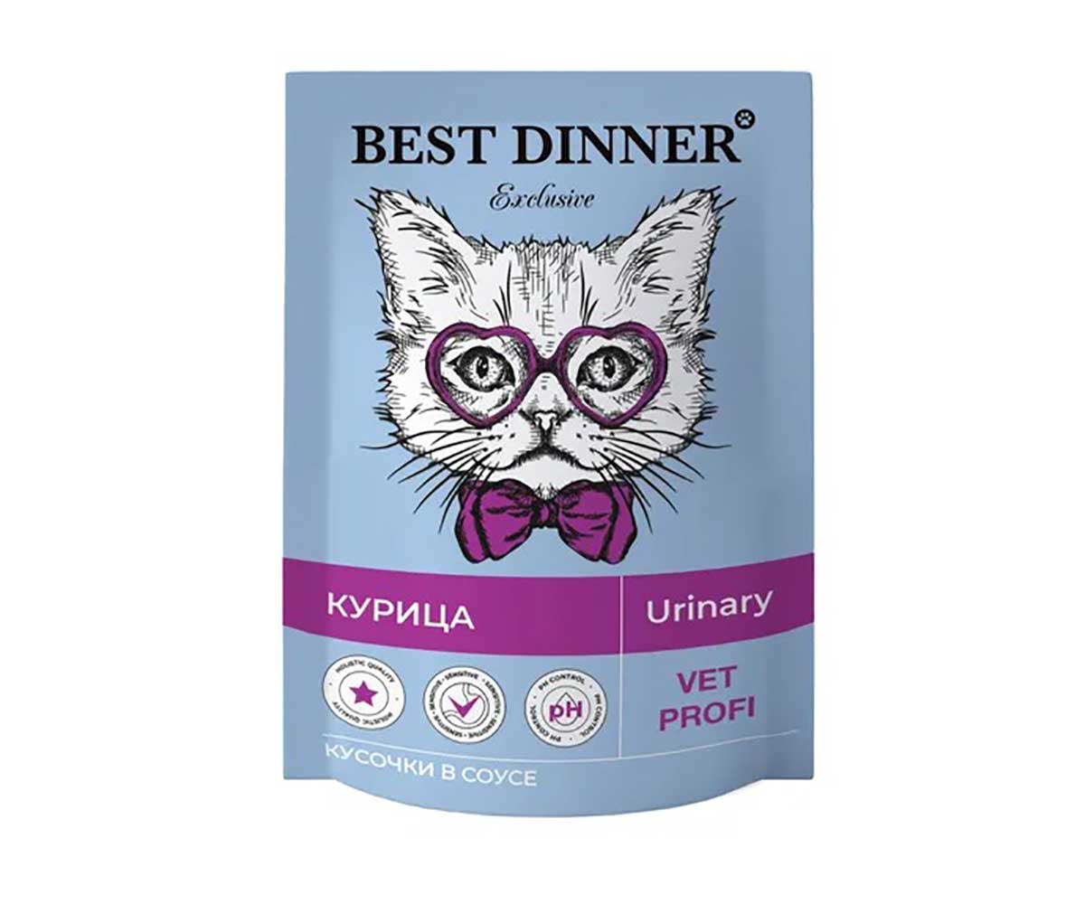 Лечебный Влажный Корм Best Dinner (Бест Диннер) Для Кошек При МКБ Курица Кусочки в Соусе Exclusive Urinary 85г 7447