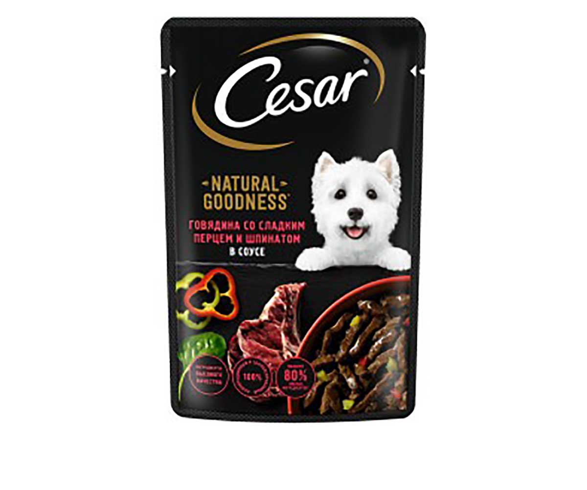 Влажный Корм Cesar (Цезарь) Для Собак Говядина, Паприка и Шпинат в Соусе 80г (1*28)