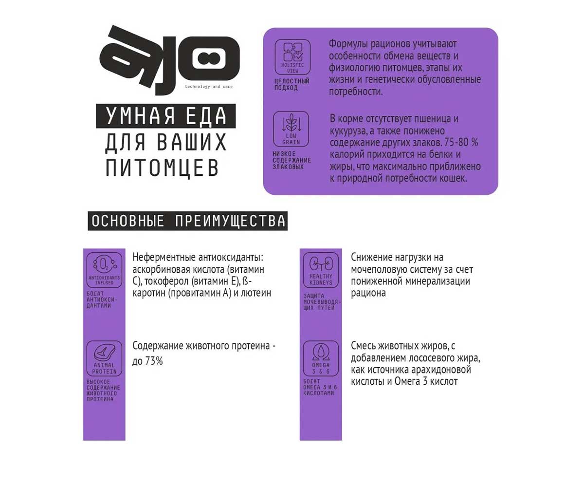 Сухой Корм Ajo (Аджо) Для Кошек с Чувствительным Пищеварением Оленина 1,5кг (1*6)