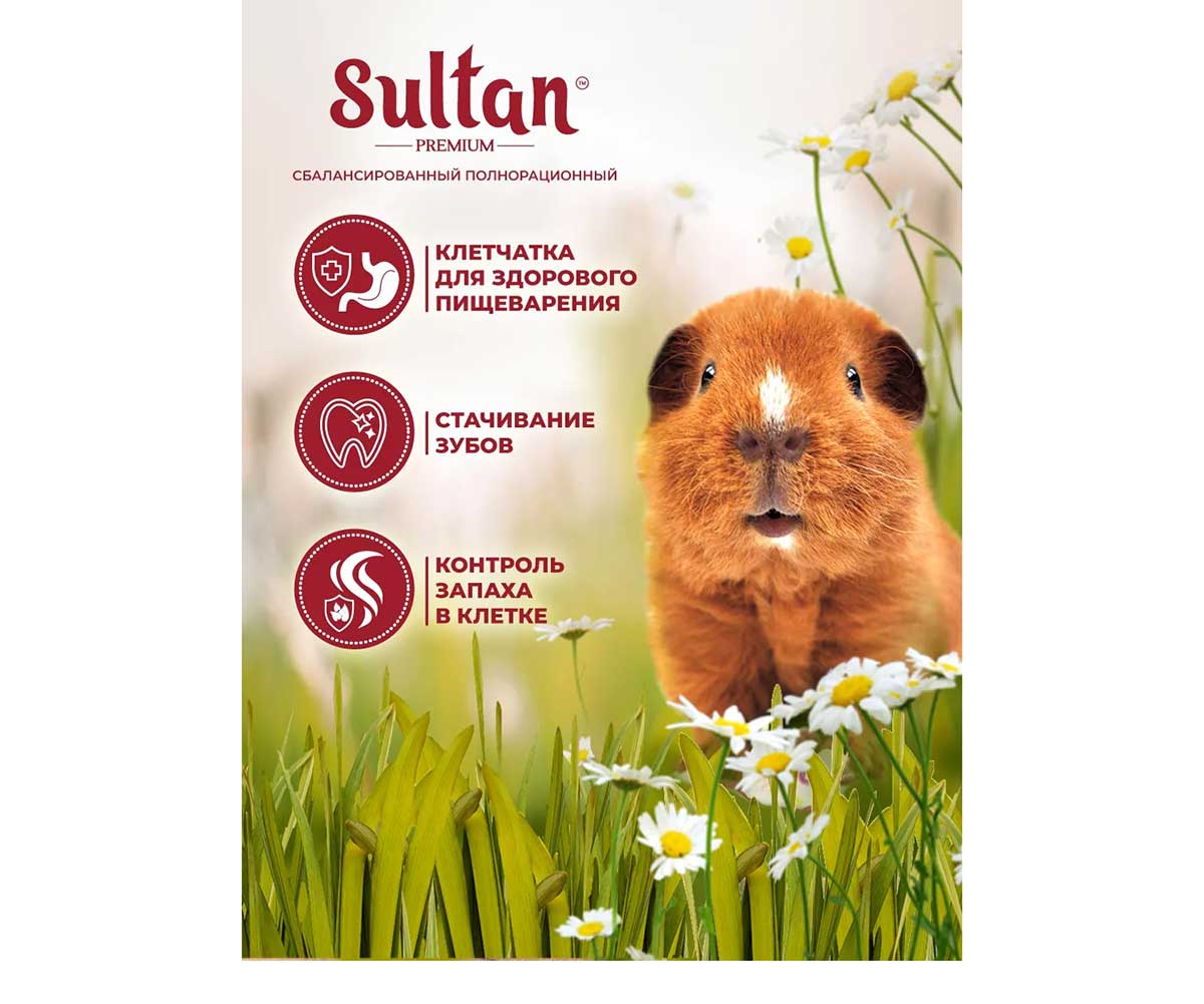 Корм Sultan (Султан) Premium Для Морских Свинок Основной Рацион (1*18) Пленка 400г