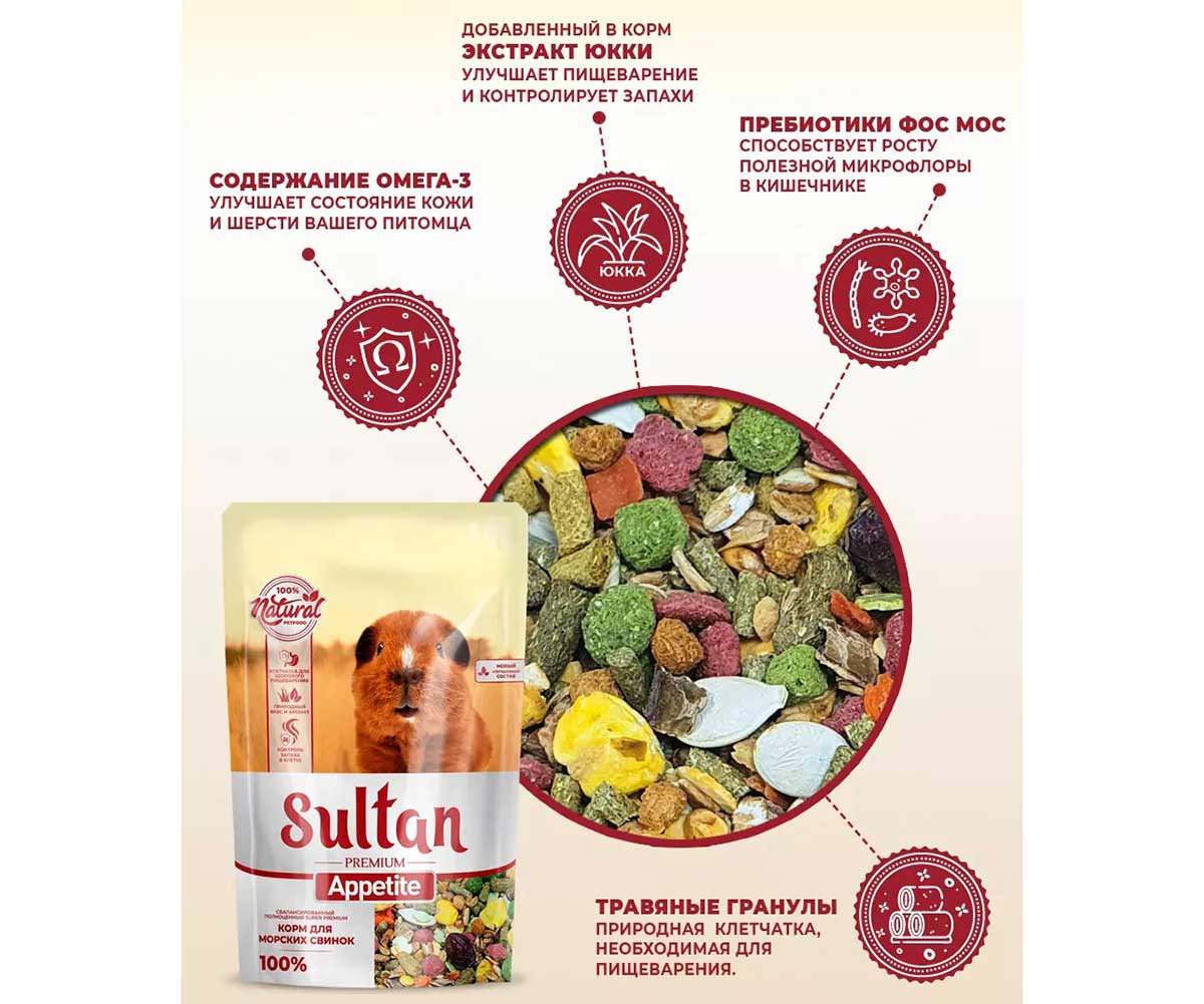 Корм Sultan (Султан) Для Морских Свинок Appetite 700г (1*8)