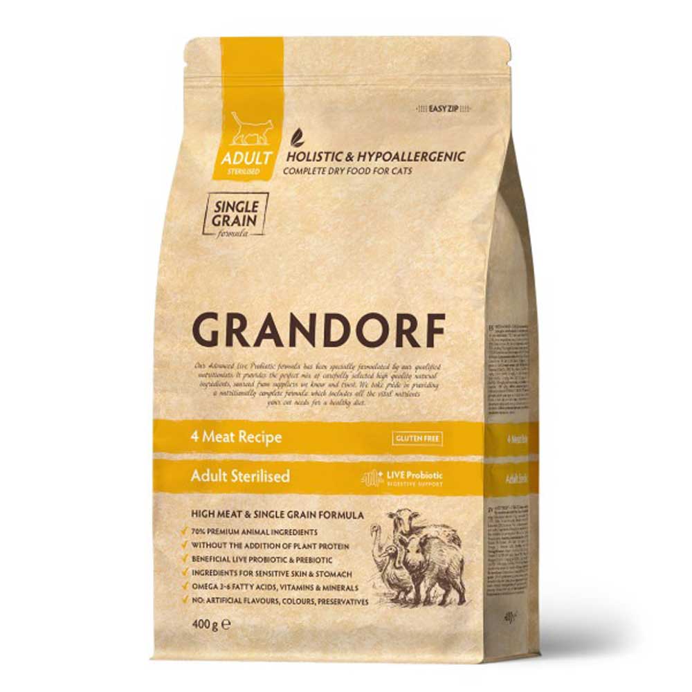 Сухой Корм Grandorf (грэндорф) Cat Probiotic Sterilised 4meat Для Стерилизованных Кошек 4-Мяса 400г 1294