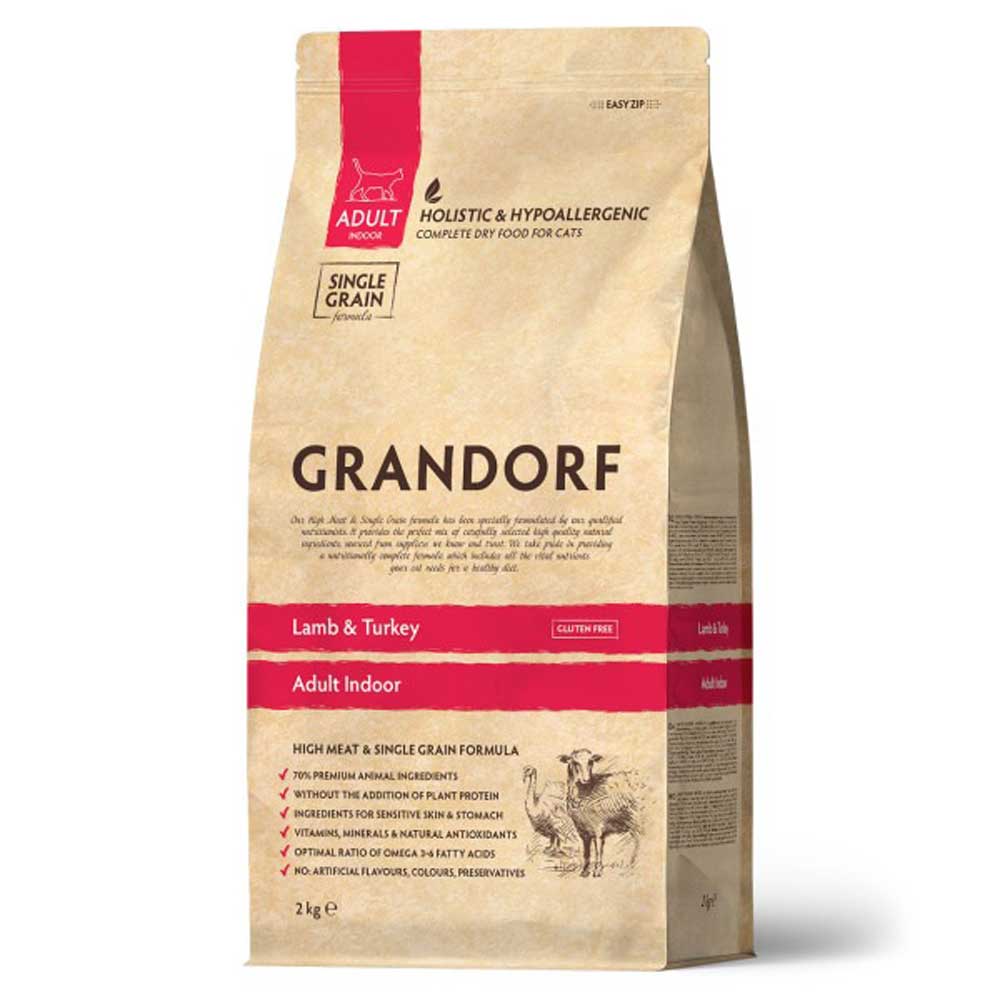 Сухой Корм Grandorf (Грэндорф) Cat Indoor Lamb&Turkey Для Домашних Кошек Ягненок и Индейка 2кг 1225