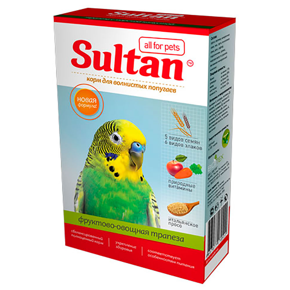 Корм Sultan (Султан) Premium Новый Для Волнистых Попугаев 500г Основной Рацион (1*18)