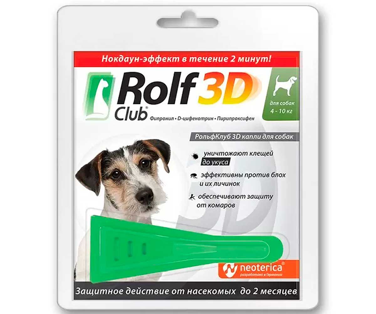 Rolf Club 3D Капли От Блох и Клещей Для Собак 4-10кг R403