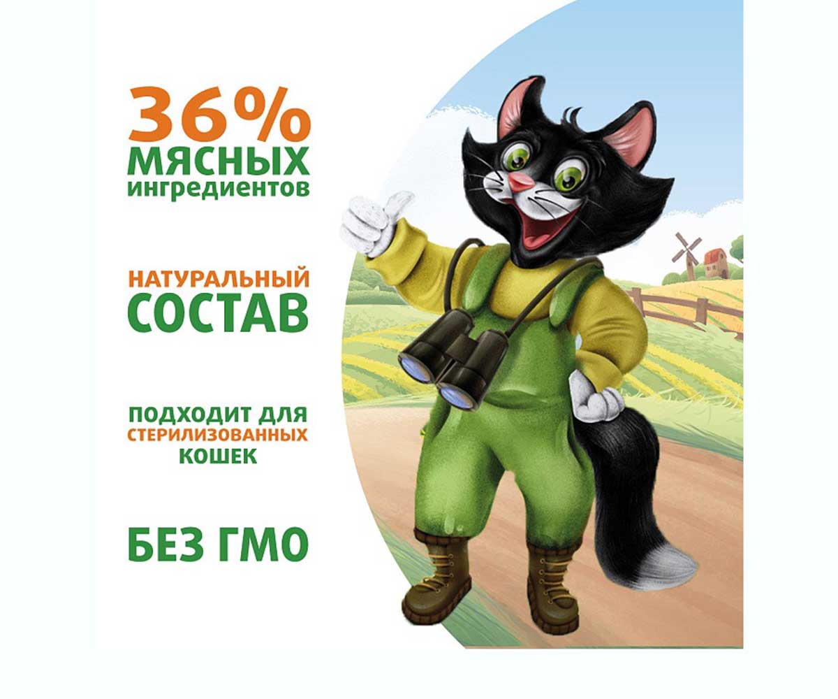 Влажный Корм Ферма Кота Фёдора Для Кошек Утка, Кролик и Дичь Мясные Кусочки 85г