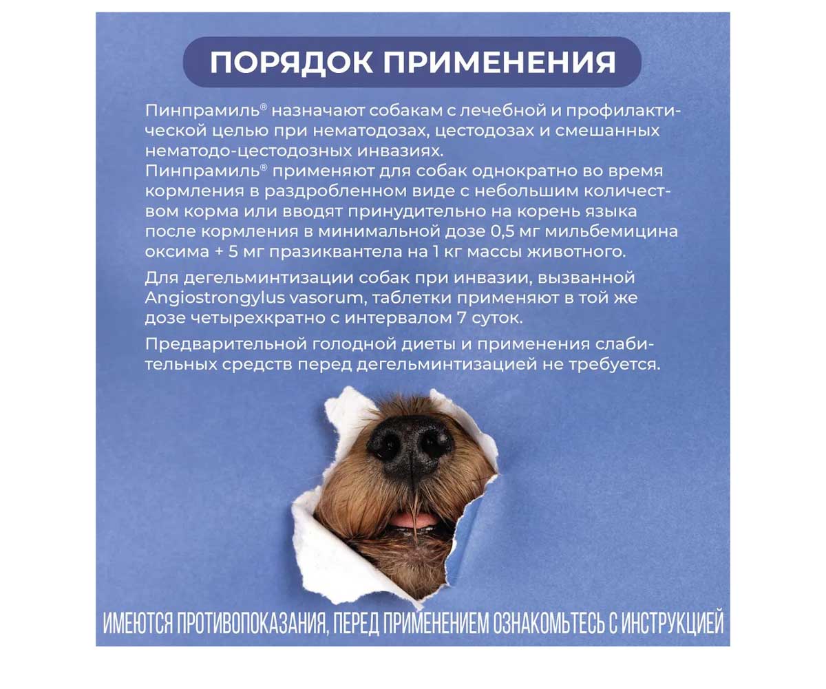 Пинпрамиль 12,5мг/125мг Антигельминтный Препарат Для Крупных Собак 4-Таблетки Коробка