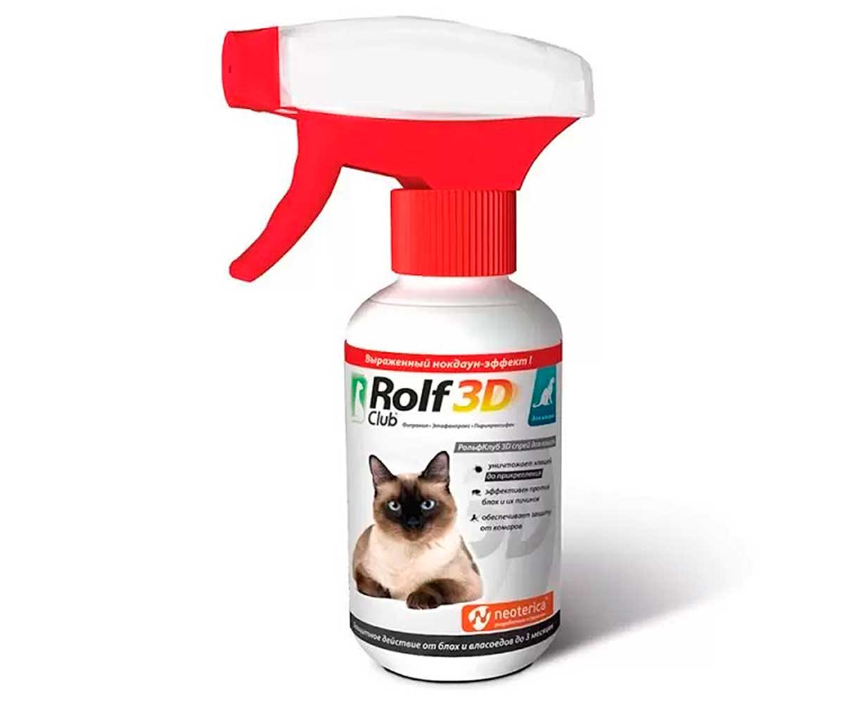 Rolf Club 3D Спрей От Блох и Клещей Для Кошек Фипронил 200мл R421