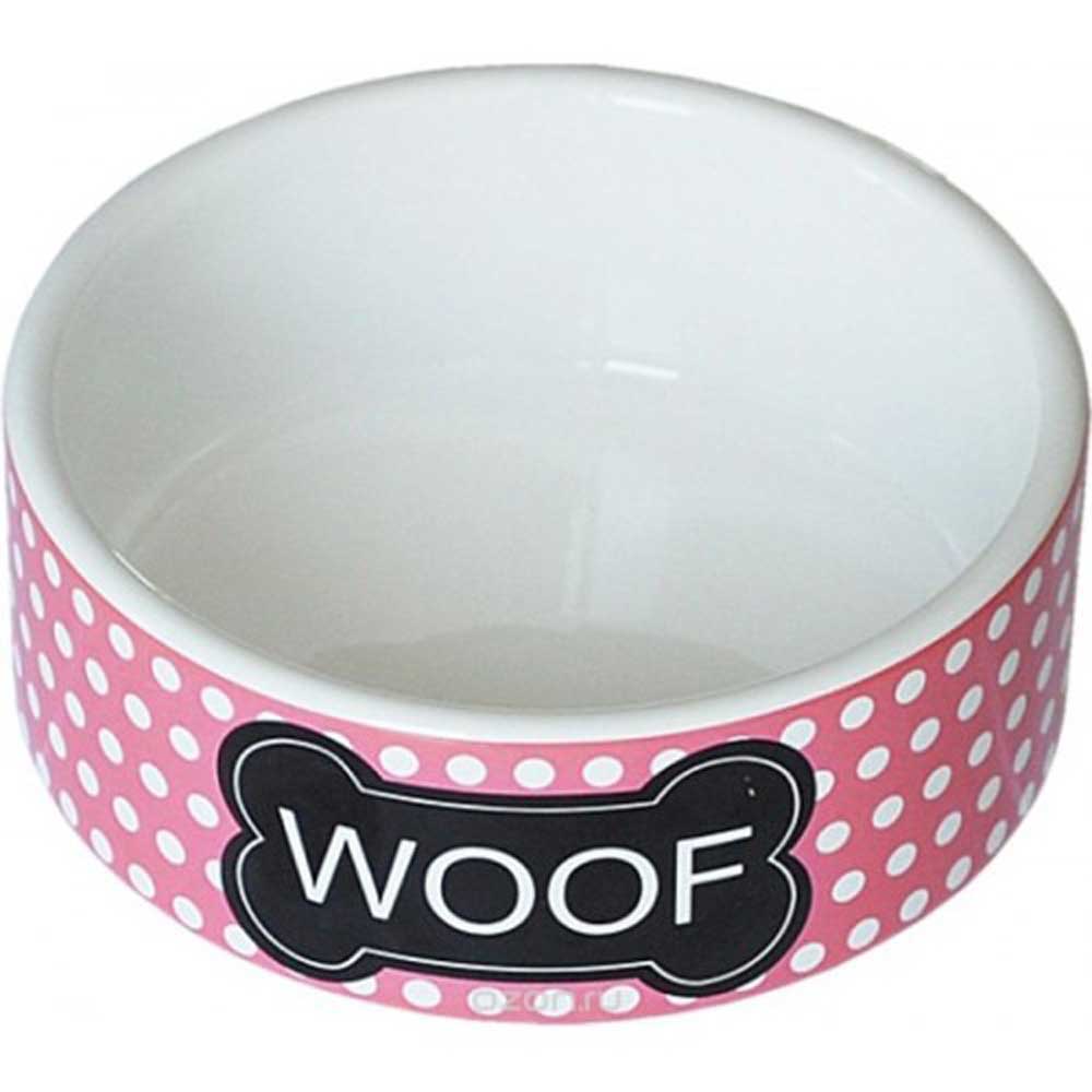 Миска №1 Керамическая Woof 440мл 12,5*5см Бело-Розовая Мкр1209