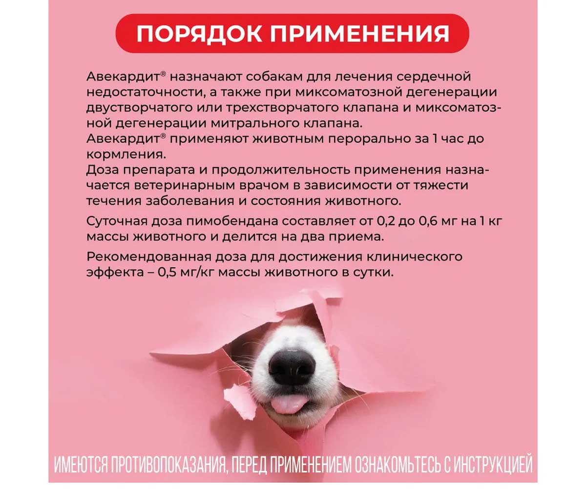 Авекардит 10мг Для Лечения Сердечной Недостаточности Для Крупных Собак 28-Таблеток Коробка