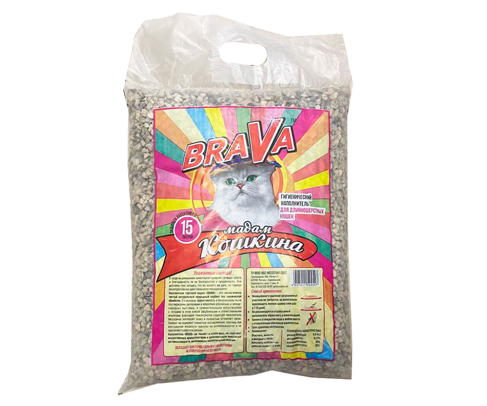 Наполнитель Brava (Брава) Мадам Кошкина Для Длинношерстных Кошек 15л (1*1)