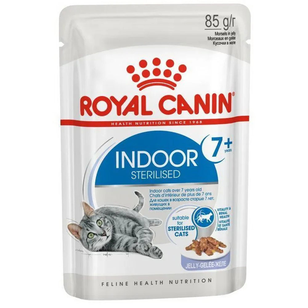 Влажный Корм Royal Canin (Ройял Канин) Indoor Sterilised 7+ Для Пожилых Стерилизованных Кошек, Живущих Дома, в Желе 85г (1*28)