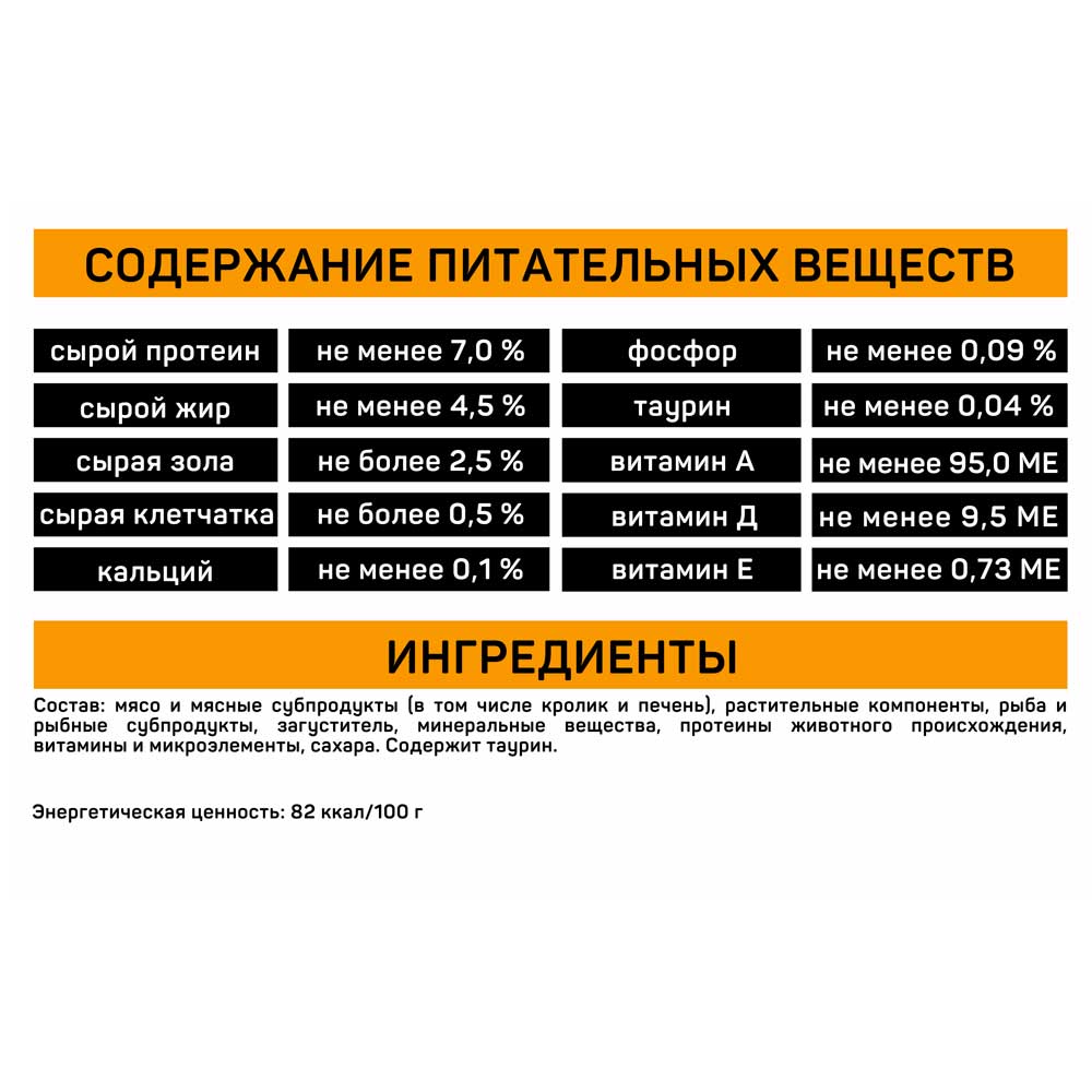 Влажный Корм Tasty (Тести) Для Кошек Кролик и Печень в Желе 85г