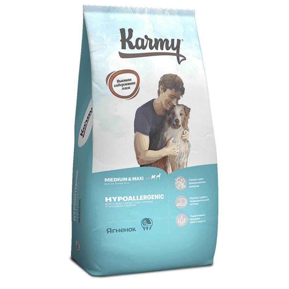 Сухой Корм Karmy (Карми) Hypoallergenic Medium/Maxi Для Собак Крупных и Средних Пород Karmy Гипоаллергенный Ягненок 14кг