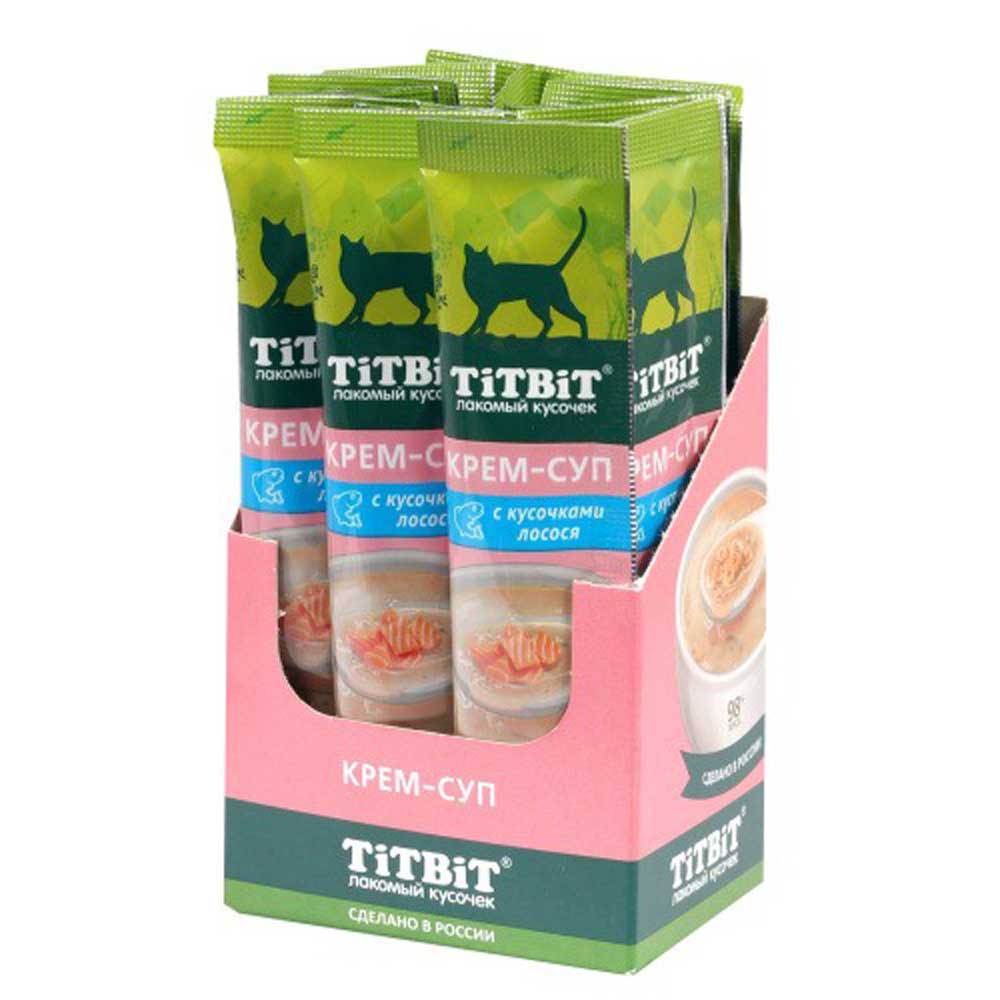 Лакомство TiTBiT (Титбит) Для Кошек Крем-Суп с Кусочками Лосося 10г*2 316556