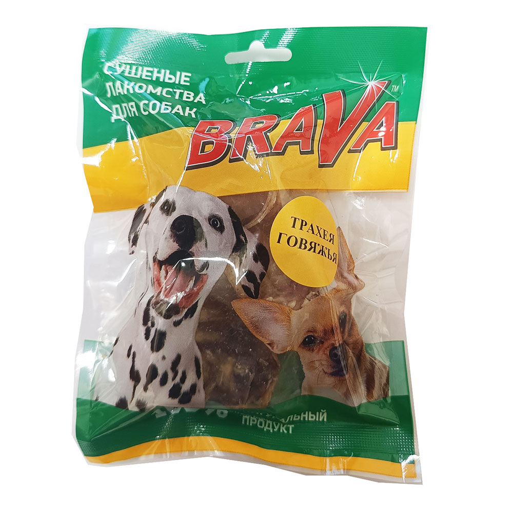 Лакомство Для Собак Brava (Брава) Трахея Говяжья Резанная 3шт 3,5см