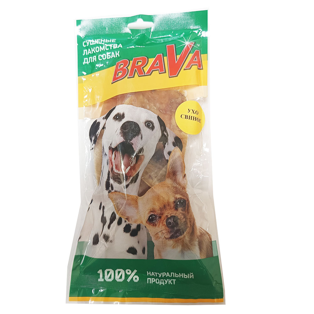 Лакомство Для Собак Brava (Брава) Ухо Свиное Резаное 1шт Новинка
