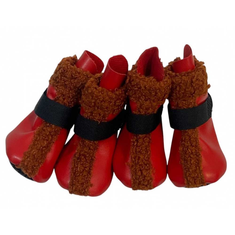 Унтики Pet FAshion (Пет Фешн) Для Собак Эко Кожики Р. 5 Красные, Каракуль/Язычок