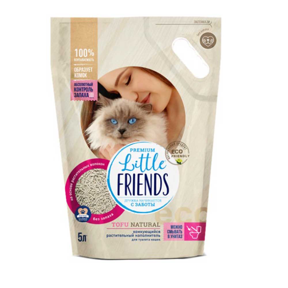Наполнитель Little Friends (Литтл Френдс) Tofu Natural П/М Пакет, Растительный Комкующийся 2,5кг 5л