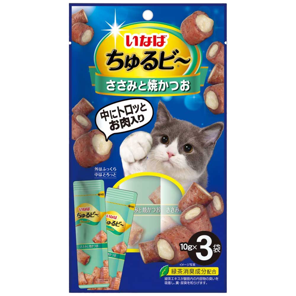 Лакомство Inaba (Инаба) Churu Bee Для Кошек Запеченные Трубочки Куриное Филе и Запеченный Тунец 10г*3Кацуо