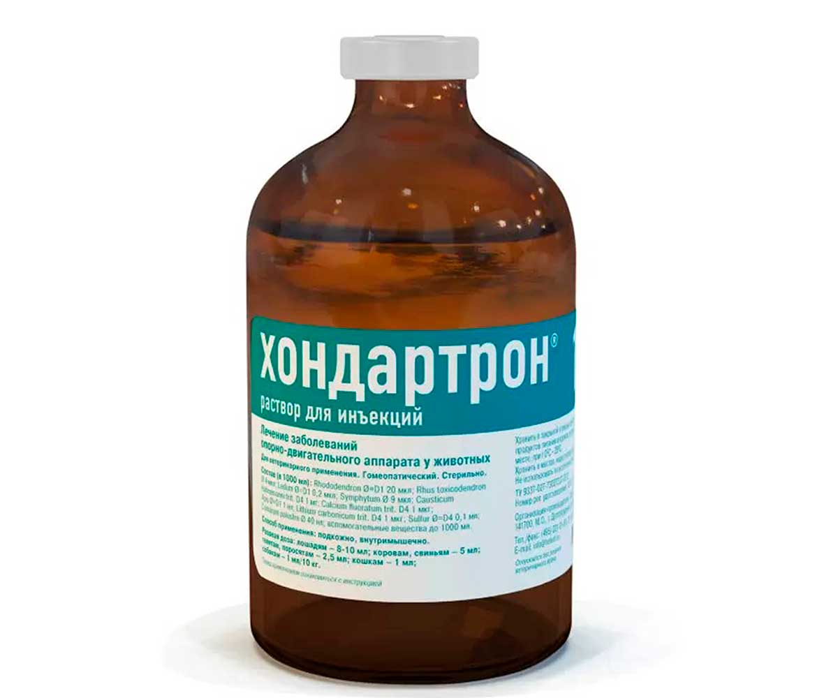 Хондартрон Лечение Заболеваний Опорно-Двигательного Аппарата у Животных Раствор Для Инъекций 100мл  Хелвет
