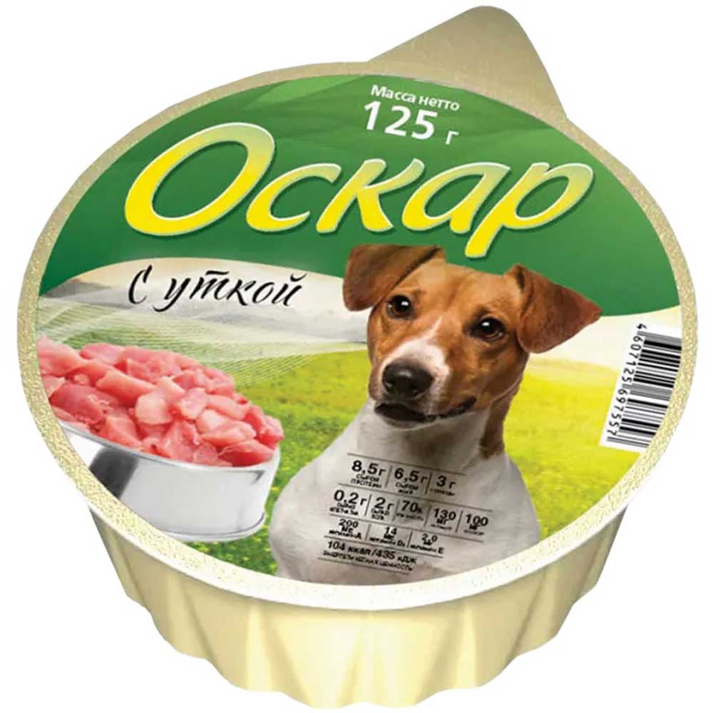 Консервы Для Собак Оскар Утка 125г