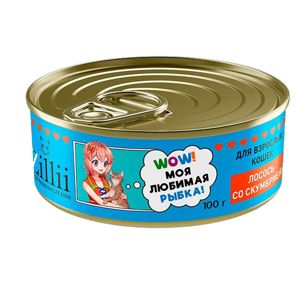 Консервы Для Кошек Zillii (Зиллии) Cat Лосось и Скумбрия 100г 5657084