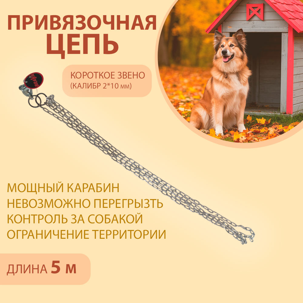Цепь Привязочная Для Собак Brava (Брава) Brava 2*10мм 5м Короткое Звено