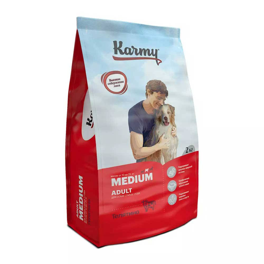 Сухой Корм Karmy (Карми) Medium Для Собак Средних Пород Телятина 2кг