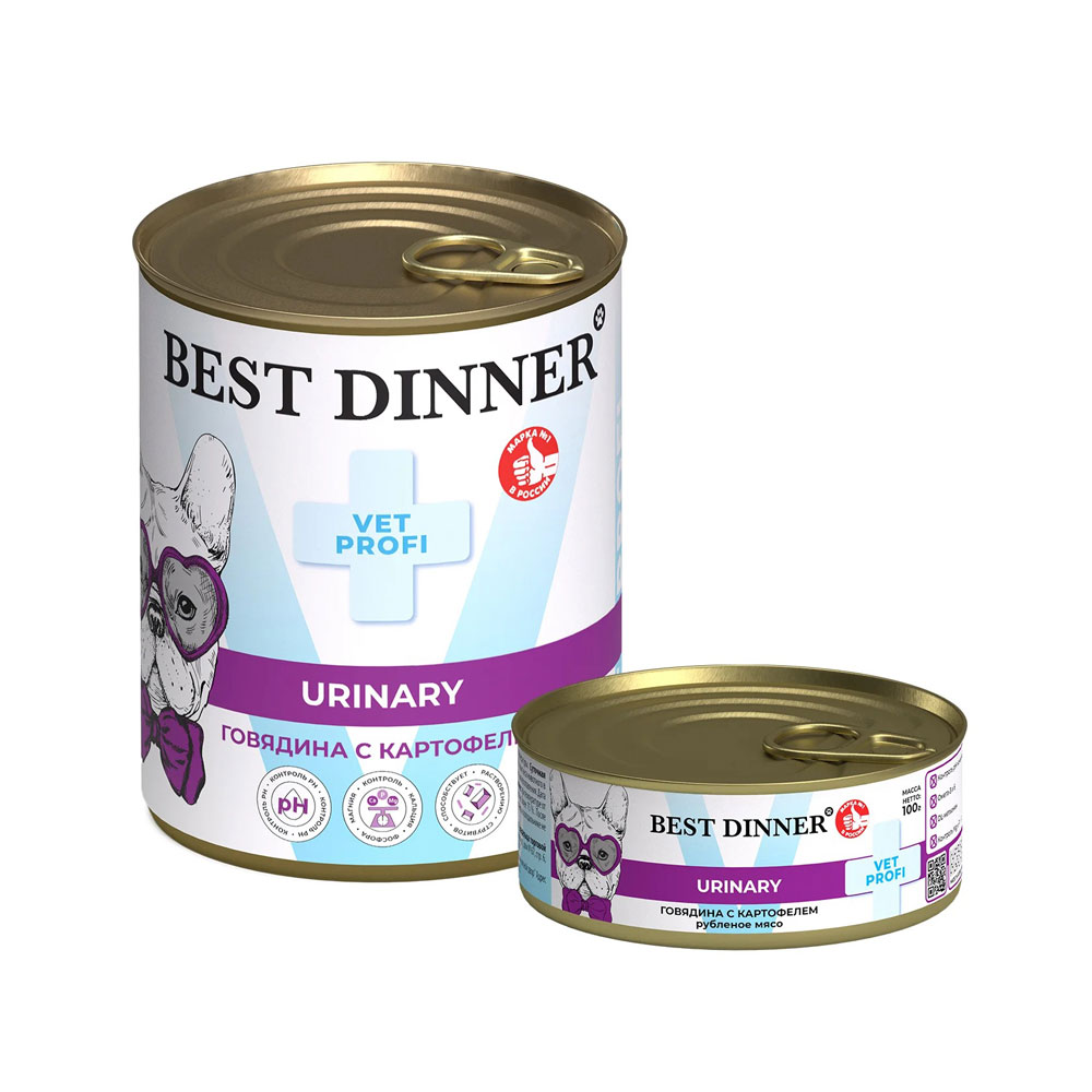 Консервы Best Dinner (Бест Диннер) Vet Profi Urinary Для Собак 340г Профилактика МКБ (Струвиты) Говядина и Картофель