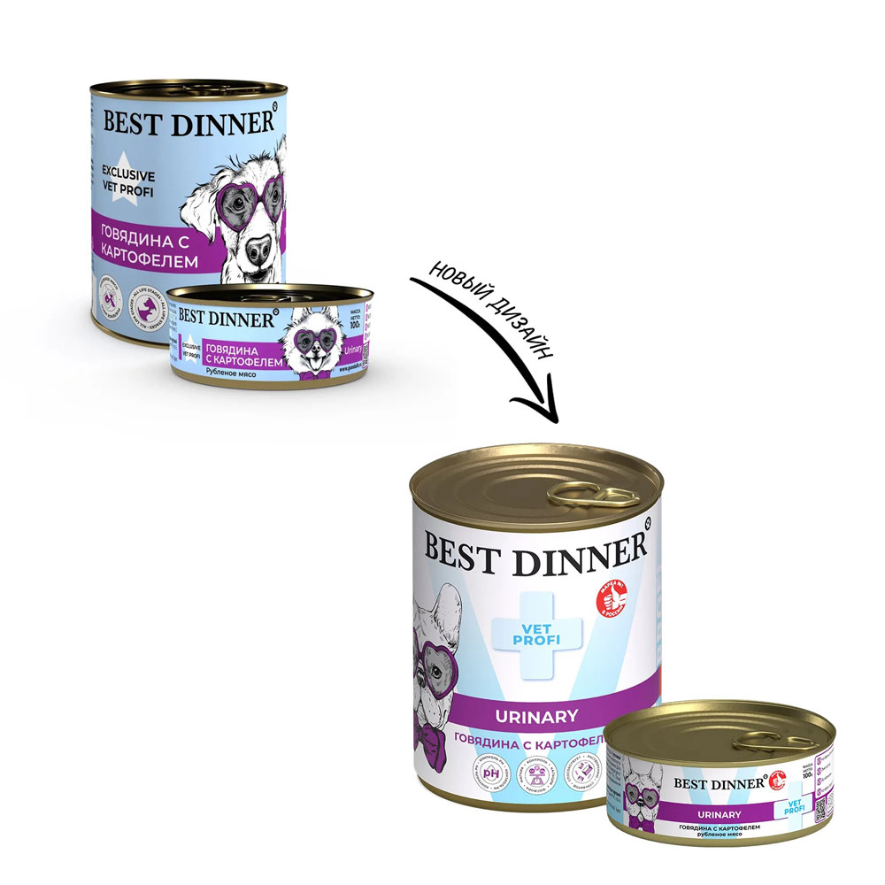 Консервы Best Dinner (Бест Диннер) Vet Profi Urinary Для Собак 340г Профилактика МКБ (Струвиты) Говядина и Картофель