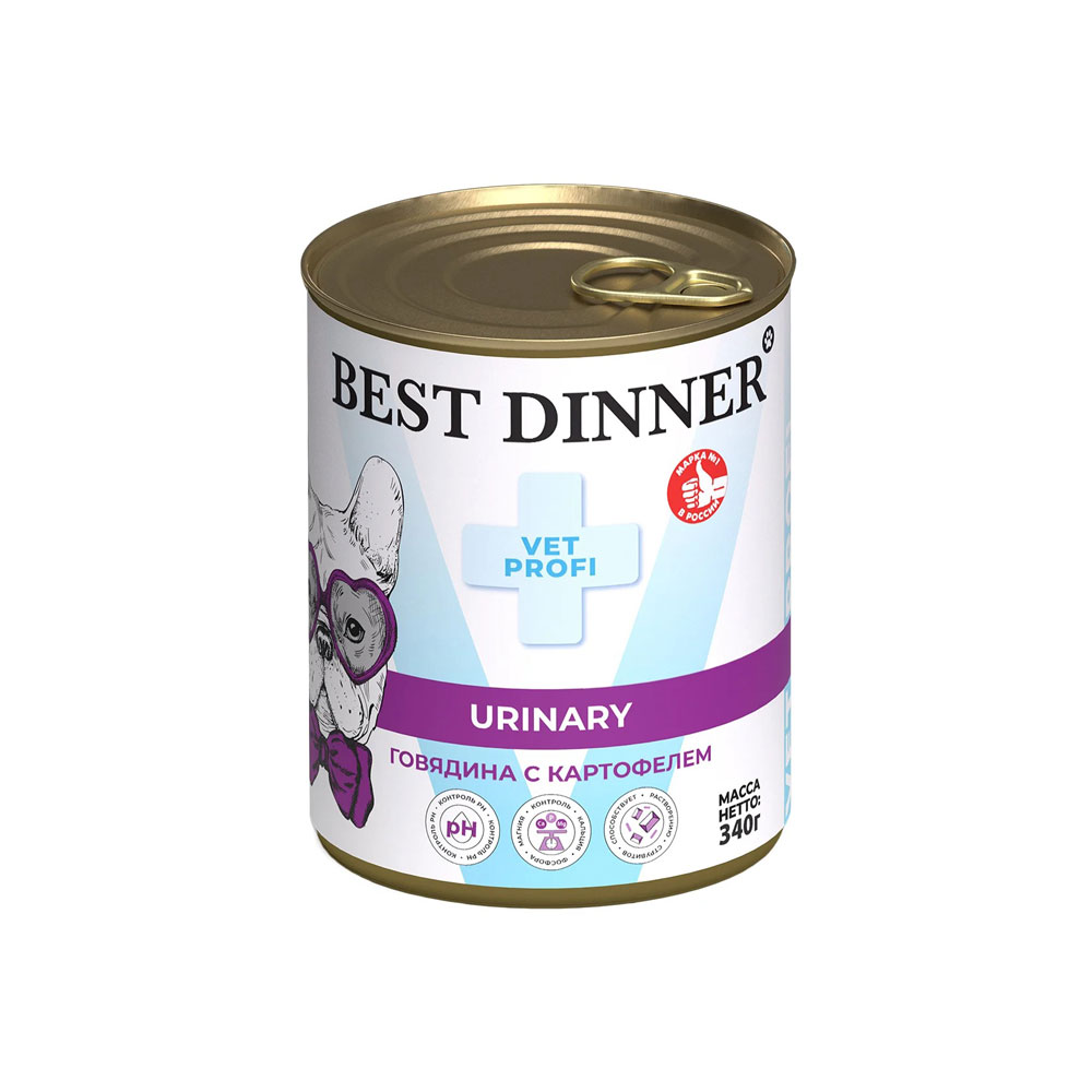 Консервы Best Dinner (Бест Диннер) Vet Profi Urinary Для Собак 340г Профилактика МКБ (Струвиты) Говядина и Картофель