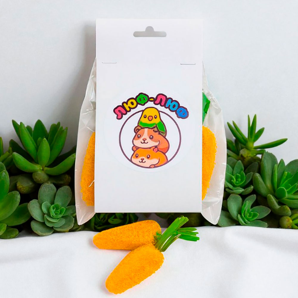 Игрушка Для Грызунов и Птиц Люф Люф Морковь Из Люффы 00000203